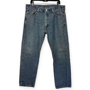 Levis 505 Regular Straight‎ Men's 38x32 Medium Wash Denim Blue Jeans Zip